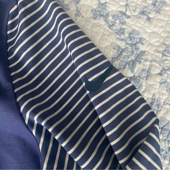 Nike Golf Dry-Fit Quarter Snap Blue Striped Long Sleeve Top Size Large - Picture 6 of 9